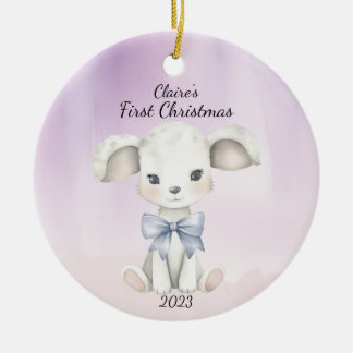Ornamento De Cerâmica O Primeiro Capuz de Natal Personalizado do Bebê