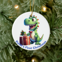 O primeiro dinossauro de Natal do bebê. Personaliz