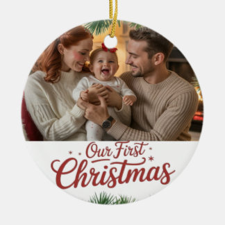 Ornamento De Cerâmica O Primeiro Natal da Nossa Família Juntos