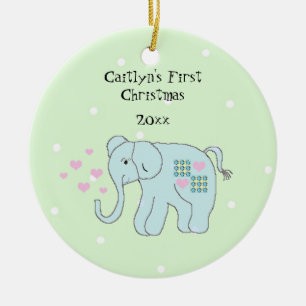 Ornamento De Cerâmica O primeiro Natal do bebê lunático do elefante
