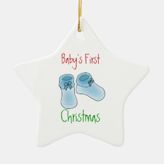 Ornamento De Cerâmica O primeiro Natal do bebê (menino)