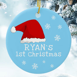 Ornamento De Cerâmica O Primeiro Natal Red Santa Hat Flocos de Neve Ce