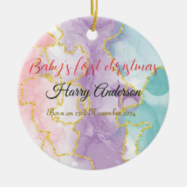 Ornamento De Cerâmica O primeiro pedido de Natal do bebê Volta a foto pe