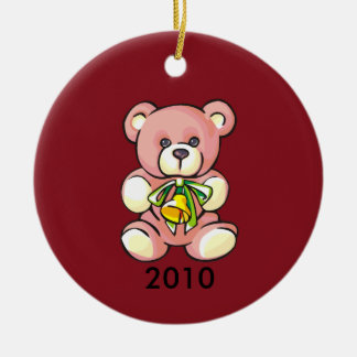 Ornamento De Cerâmica O primeiro ursinho rosa de Natal do bebê