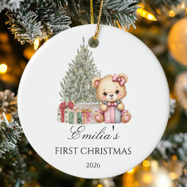 Ornamento De Cerâmica O Primeiro Urso de Natal Personalizado do Bebê