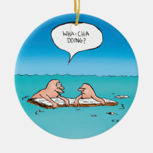 Ornamento De Cerâmica O que está fazendo? Cartoon Engraçado