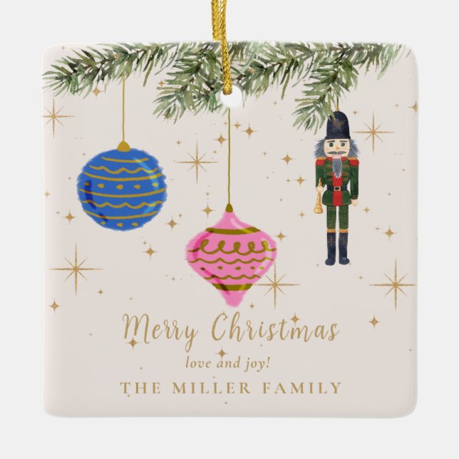 Ornamento De Cerâmica O Quebra-Nozes, rosa (Frente)