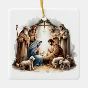 Ornamento De Cerâmica Ó Santa Noite – Natividade Sob a Luz das Estrelas