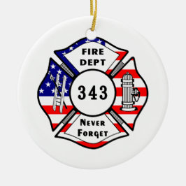 Ornamento De Cerâmica O sapador-bombeiro 9/11 nunca esquece 343