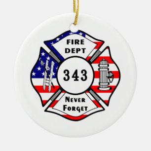 Ornamento De Cerâmica O sapador-bombeiro 9/11 nunca esquece 343