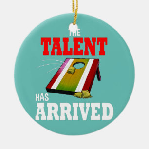 Ornamento De Cerâmica O Talento Chegou Ao Jogador Cornhole Papa