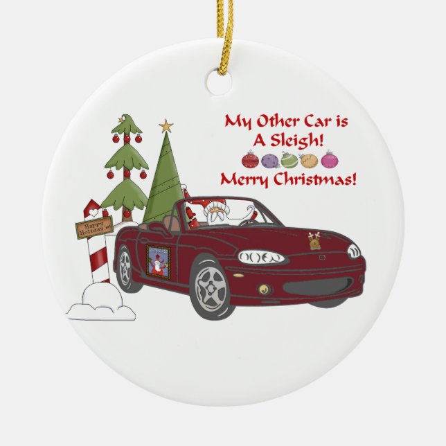 Ornamento De Cerâmica O Trenó-Cobre do papai noel (Frente)