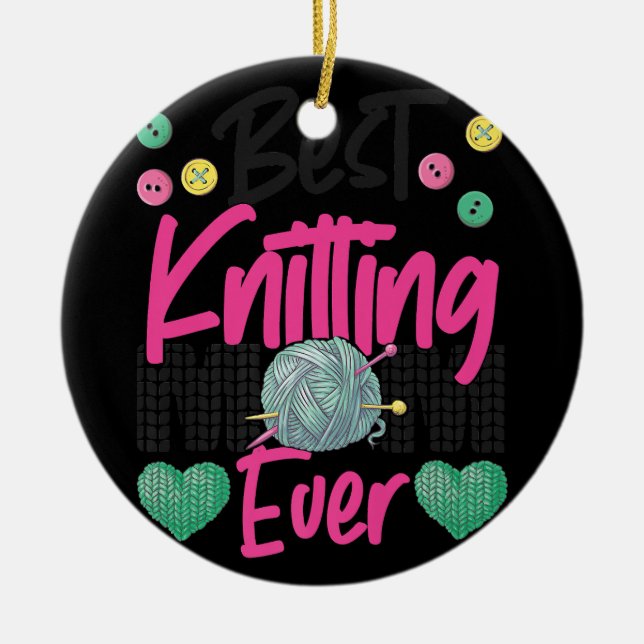 Ornamento De Cerâmica O tricô do Knit Crocheting Acontece com o Knitter (Frente)