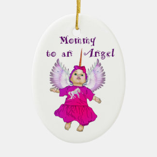 Ornamento De Cerâmica O unicórnio feericamente do bebê do anjo voa a