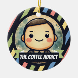 Ornamento De Cerâmica O Viciado em Café - Natal no Escritório