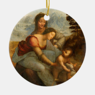 Ornamento De Cerâmica O Virgin e a criança com o St Anne por da Vinci