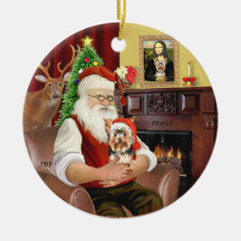 Ornamento De Cerâmica O Yorkshire Terrier do Papai Noel #17