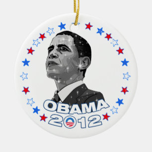 Ornamento De Cerâmica Obama 2012-Portrait & estrelas