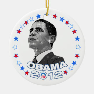 Ornamento De Cerâmica Obama 2012-Retrato e Estrelas