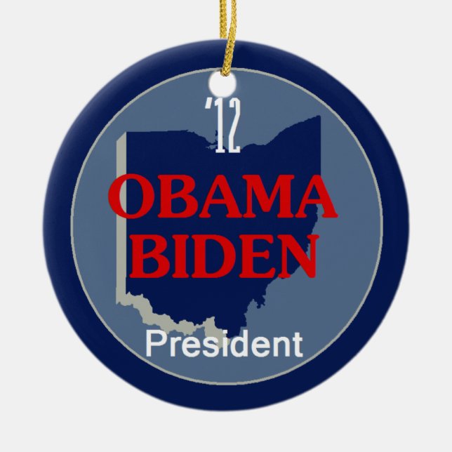 Ornamento De Cerâmica Obama Biden OHIO (Frente)