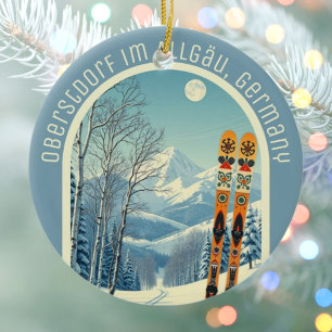 Ornamento De Cerâmica Oberstdorf im Allgäu Alemanha souvenir de ski