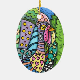 ORNAMENTO DE CERÂMICA OBRIGADO À TURQUIA, PATCHWORK PENTHERS, FOLK ART