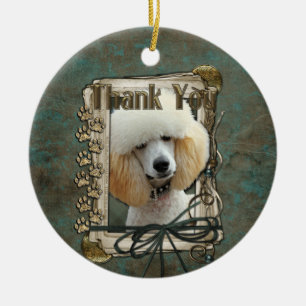 Ornamento De Cerâmica Obrigado - as patas de pedra - caniche - abricó