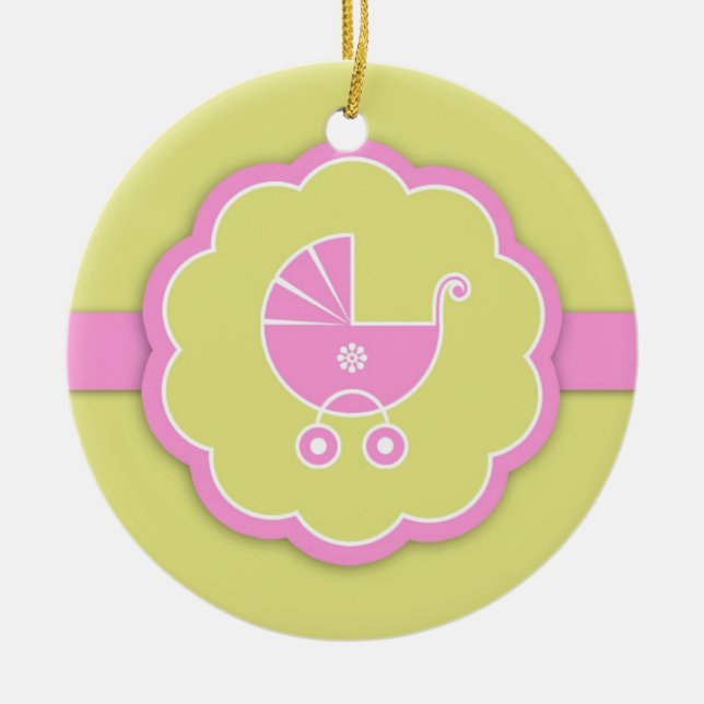 Ornamento De Cerâmica Obrigado Chá de fraldas Rosa Favor Ornament (Frente)