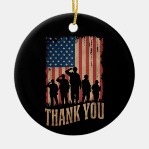 Ornamento De Cerâmica Obrigado Dia dos Veteranos Bandeira Americana Vint
