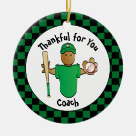 Ornamento De Cerâmica Obrigado Passe De Feriado Do Treinador Baseball