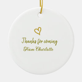 Ornamento De Cerâmica obrigado por vir adicionar nome mensagem coração d