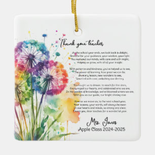 Ornamento De Cerâmica obrigado, professor aposentado, poema de dandelion