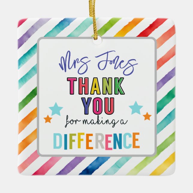 Ornamento De Cerâmica obrigado voluntário para você por fazer diferente (Frente)