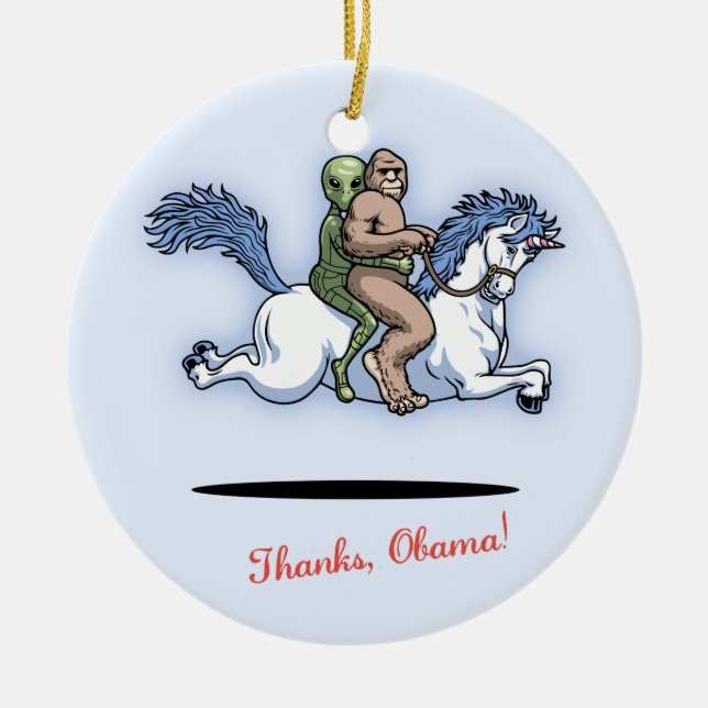 Ornamento De Cerâmica Obrigados, Obama! (Frente)