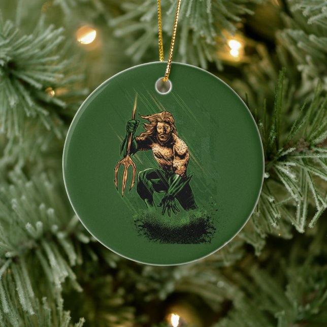 Ornamento De Cerâmica Ocean King Trident Warrior Dynamic Comic Art (Árvore)