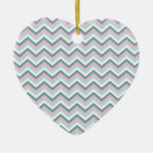 Ornamento De Cerâmica Ocean Mist Chevron Patterno