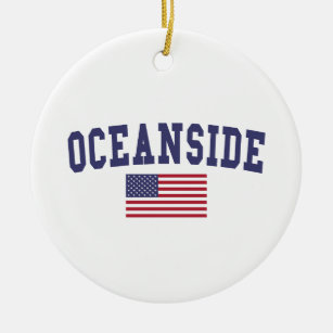 Ornamento De Cerâmica Oceanside USA Flag