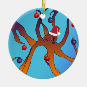 Ornamento De Cerâmica Octopus Art Feliz Natal