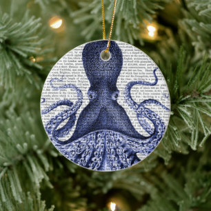 Ornamento De Cerâmica Octopus azul