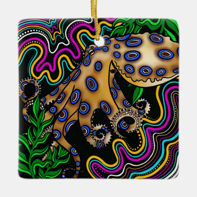 Ornamento De Cerâmica Octopus Cerâmica Ornament (Frente)