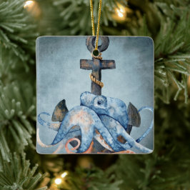 Ornamento De Cerâmica Octopus Personalizado e Anchor Natal Náutico