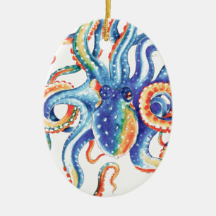 Ornamento De Cerâmica Octopus Tentacle color Art