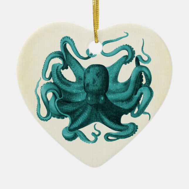 Ornamento De Cerâmica Octopus Vintage (Frente)