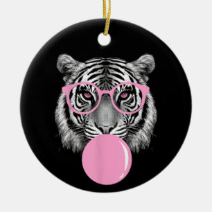 Ornamento De Cerâmica Óculos de Gato de Mulheres Divertidas & Animação d