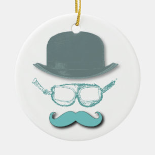 Ornamento De Cerâmica Óculos de proteção, chapéus e bigodes de Steam