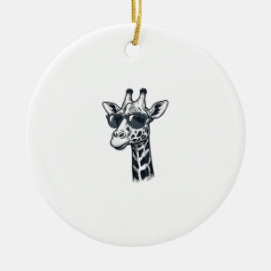 Ornamento De Cerâmica Óculos de Sol de Girafa Legal Camiseta com Gravaçã