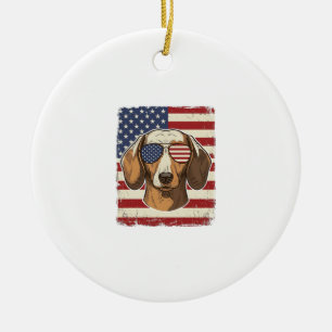 Ornamento De Cerâmica Óculos de sol vetores da bandeira do Dachshund pat
