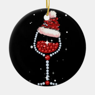 Ornamento De Cerâmica Óculos de Vinho Noel Chapéu de Natal Presentes d
