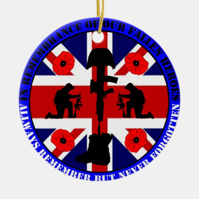 Ornamento De Cerâmica Of caem em Remembrance our UK Heroes (Frente)