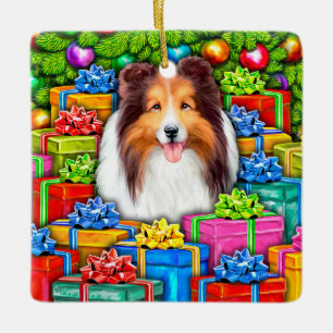 Ornamento De Cerâmica Ofertas Abertas de Natal Sheltie